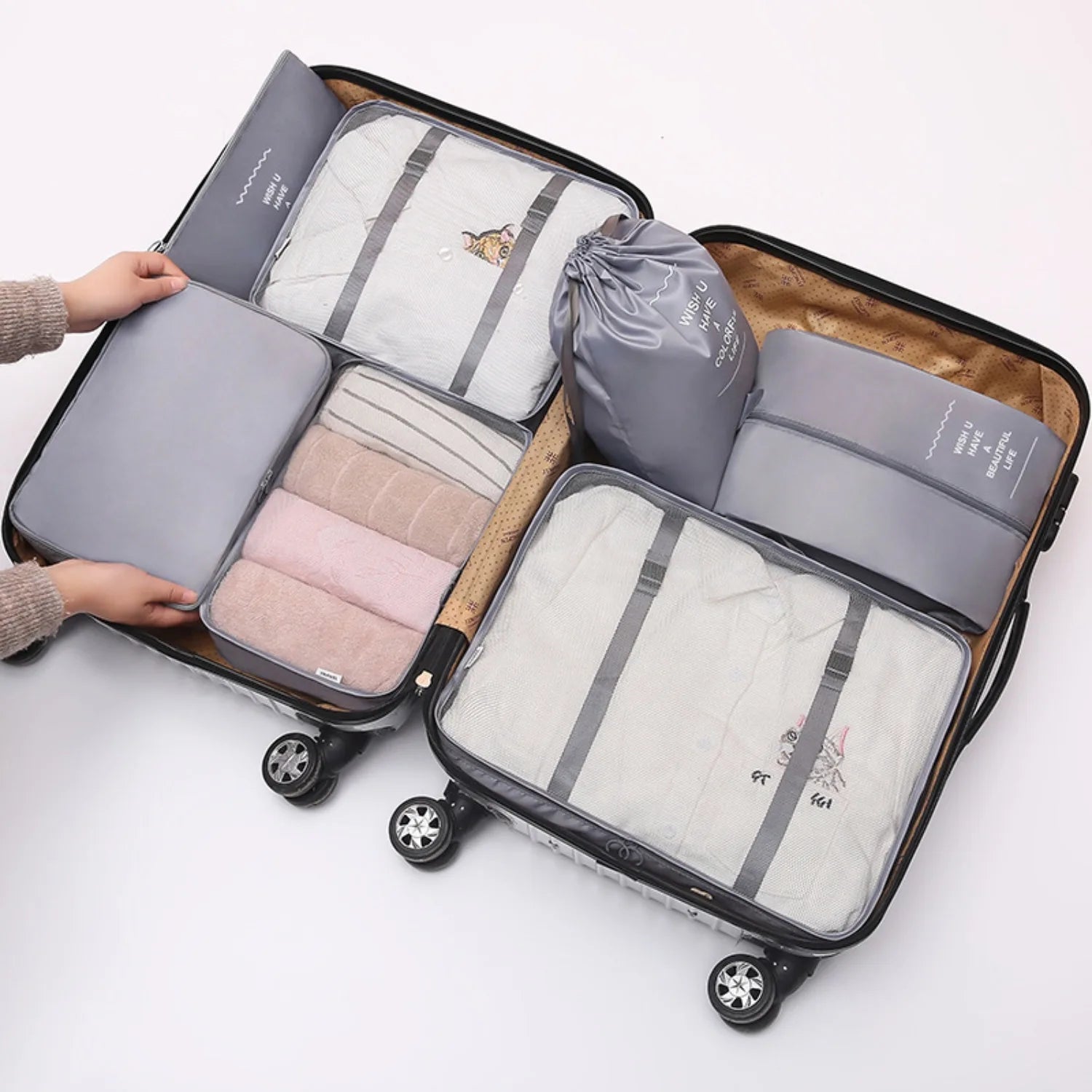 Kit de 6 bolsas organizadoras de viaje — gran capacidad
