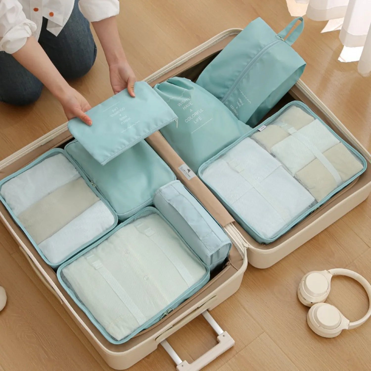Kit de 6 bolsas organizadoras de viaje — gran capacidad