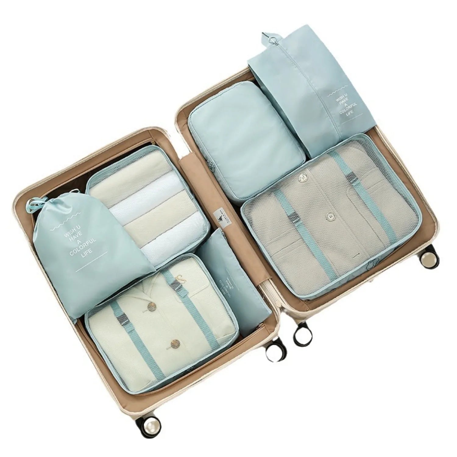 Kit de 6 bolsas organizadoras de viaje — gran capacidad