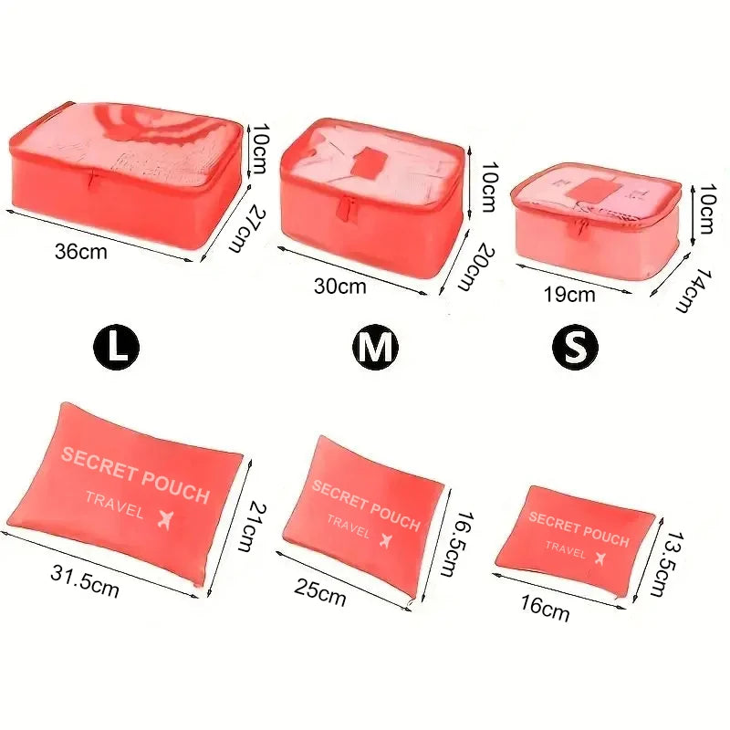 Kit de 6 organizadores de maleta — distintos tamaños