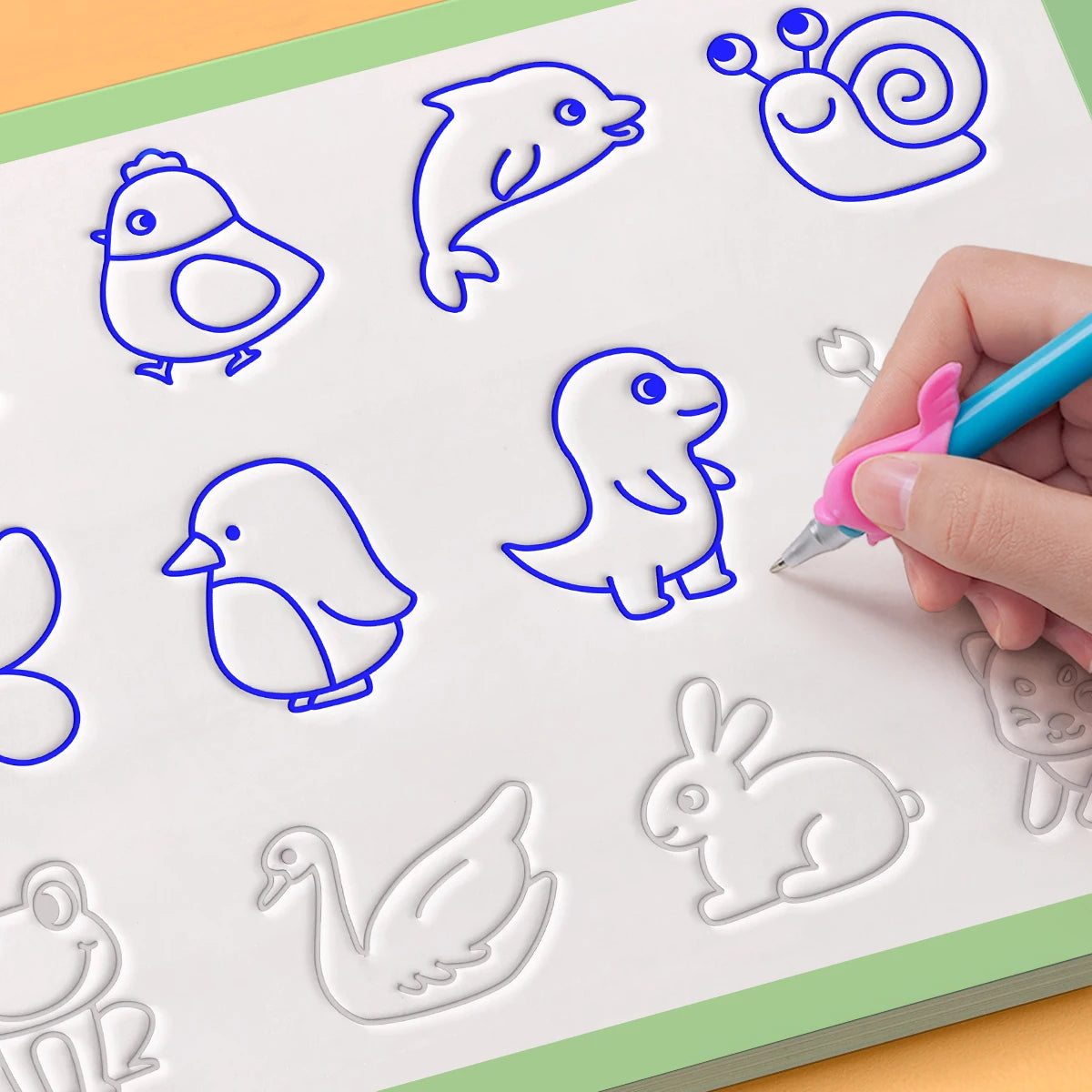 Cuaderno de Trazos para Niños — Libro Mágico de Dibujo con Ranuras para Practicar