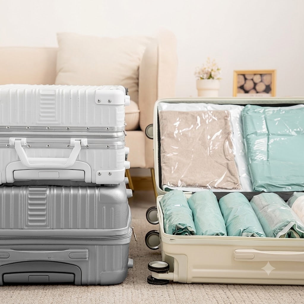 Bolsas de Compresión al Vacío para Maleta — Sin Aspiradora, Reutilizables