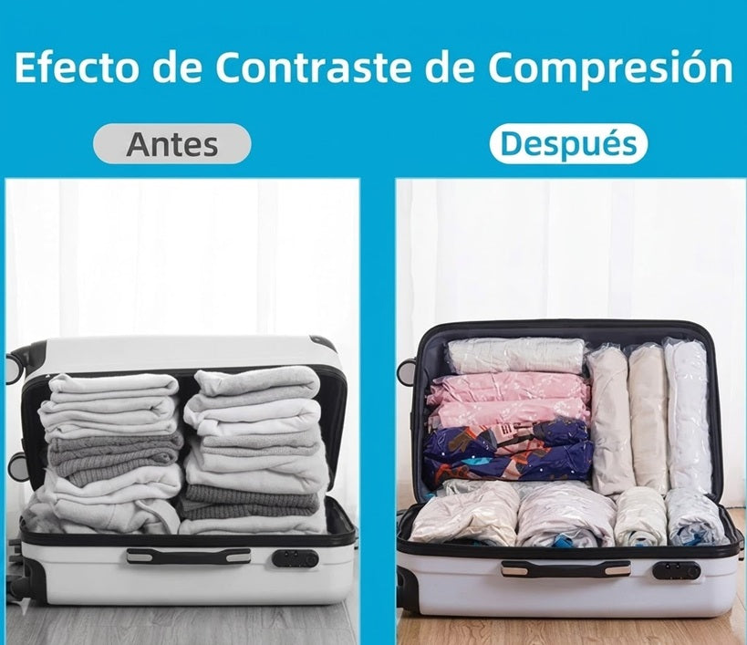 Bolsas de Compresión al Vacío para Maleta — Sin Aspiradora, Reutilizables