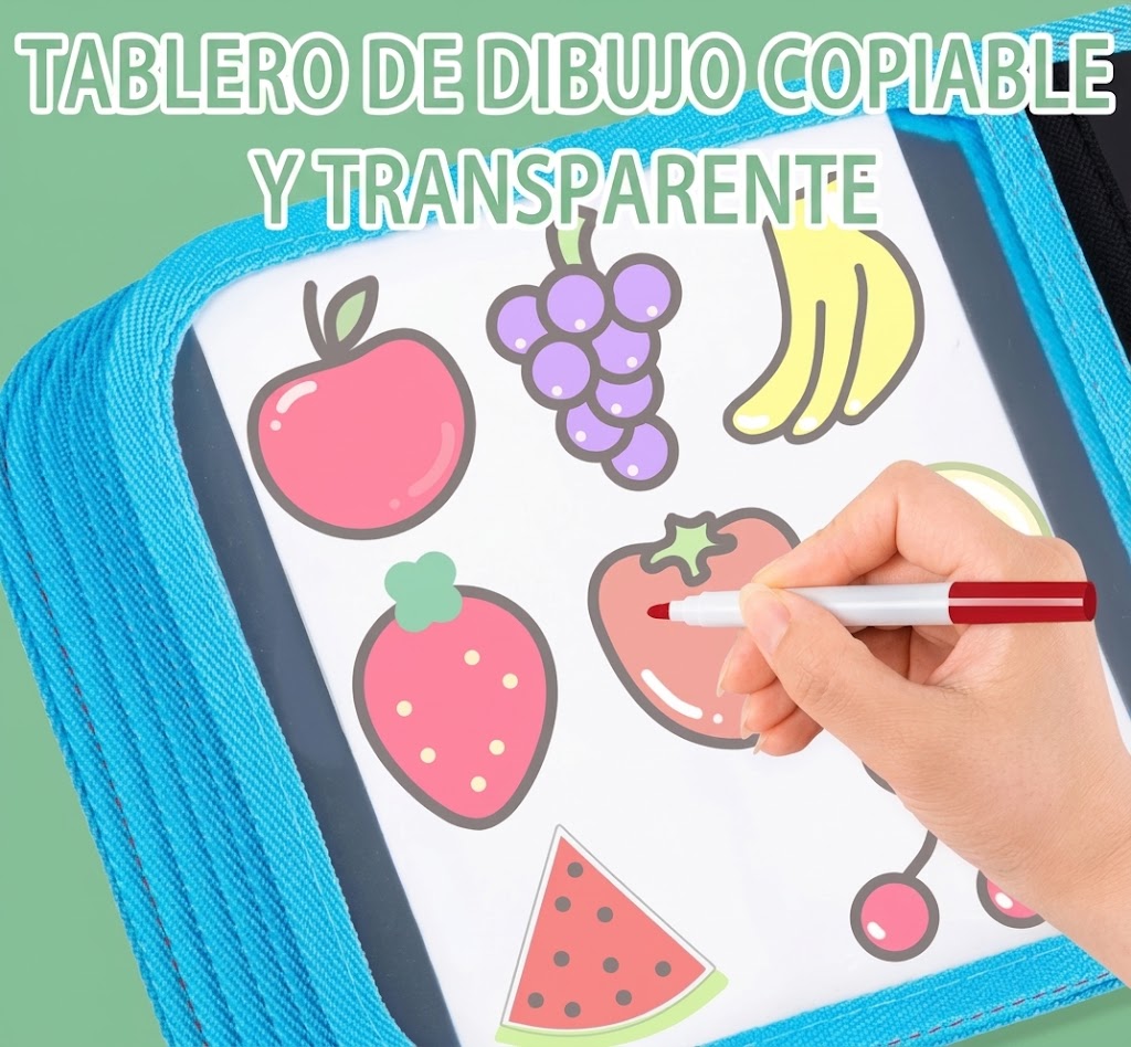 Libro de Garabatos Borrable para Niños — Bloc Reutilizable con 12 Rotuladores de Acuarela