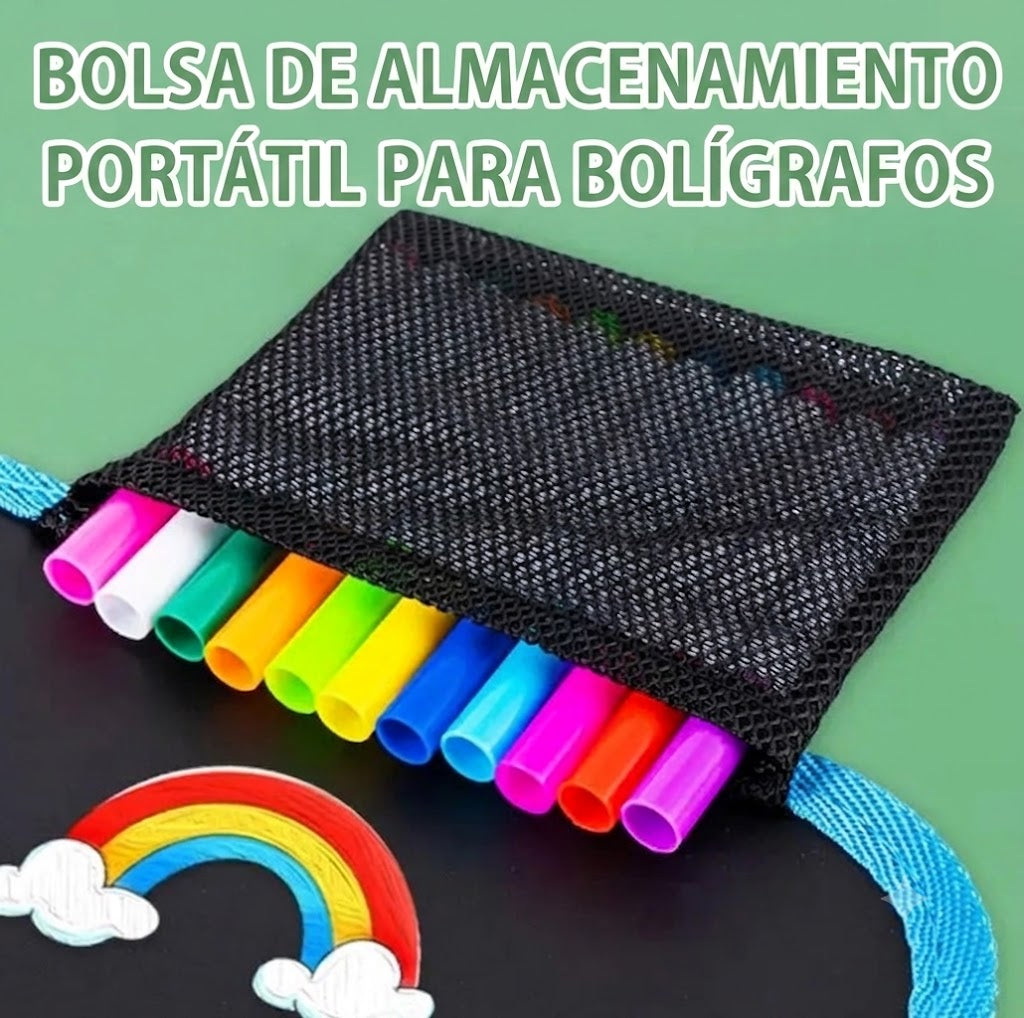 Libro de Garabatos Borrable para Niños — Bloc Reutilizable con 12 Rotuladores de Acuarela