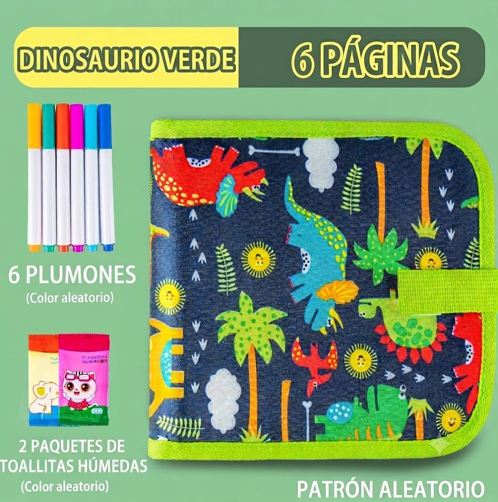 Libro de Garabatos Borrable para Niños — Bloc Reutilizable con 12 Rotuladores de Acuarela